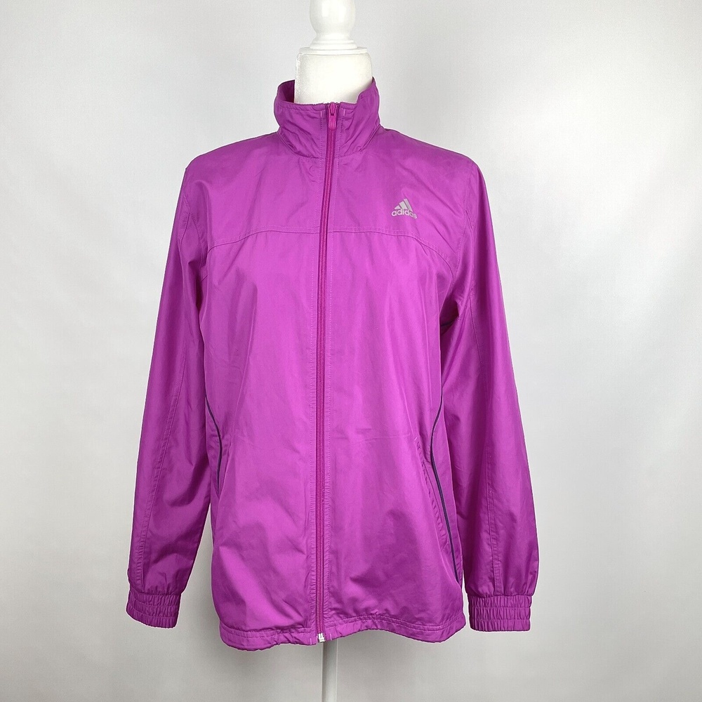 adidas Women's Size M Lightweight Purple Mesh Lined Vented Windbreaker Jacket